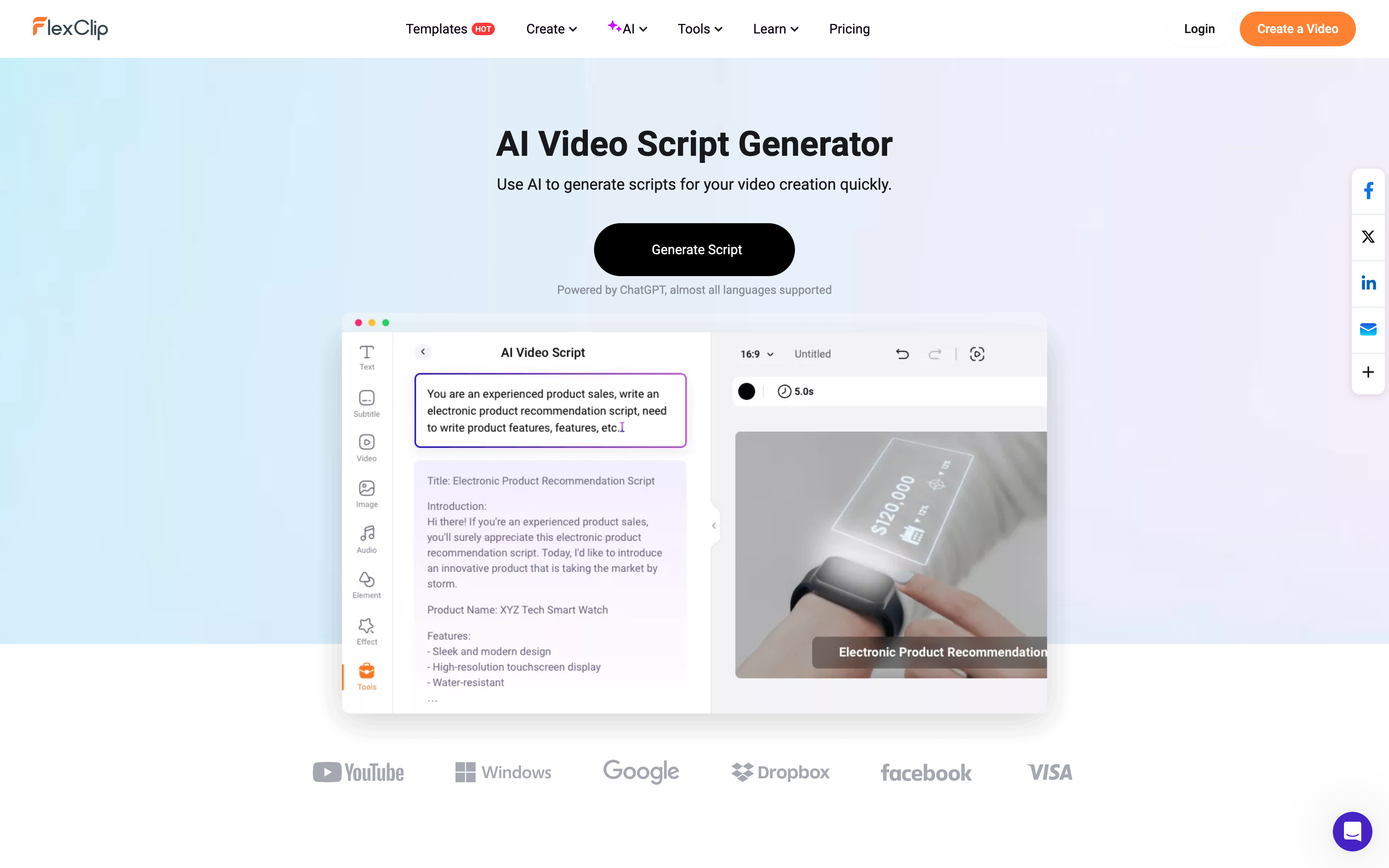 FlexClip AI Video Script Generator - AI Tool For Video - Reviews ...